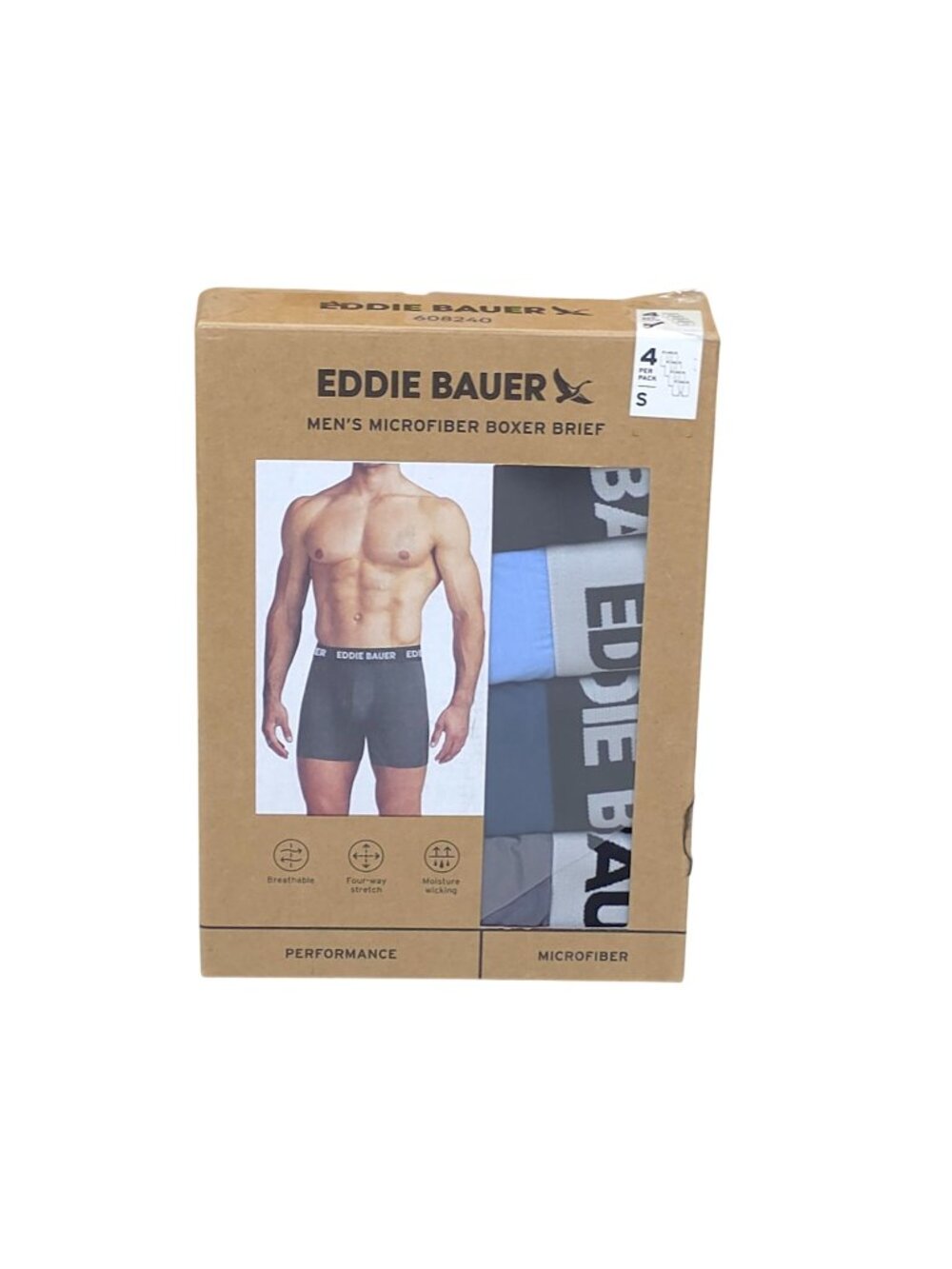 Eddie Bauer Men Small Microfiber Boxer Briefs 4-Pack Moisture Wicking Breathable